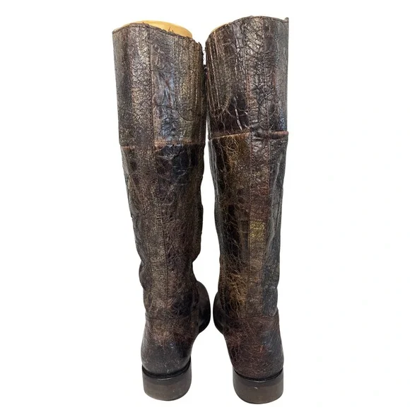 STEVE Madden 6.5 Women's Leather Riding Boots Brown Distressed Textured see pics - Picture 4 of 8